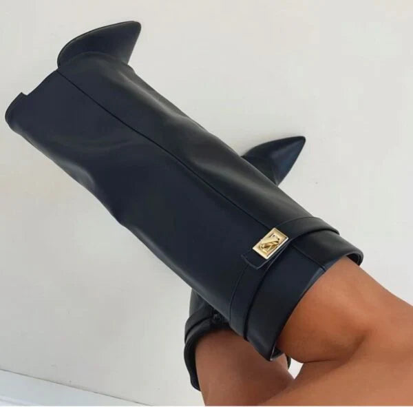 Bottes hautes à talon carré Bérénice pour femme, vue de dos