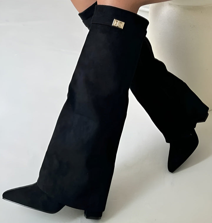 Bottes hautes à talon carré Bérénice pour femme, vue de côté