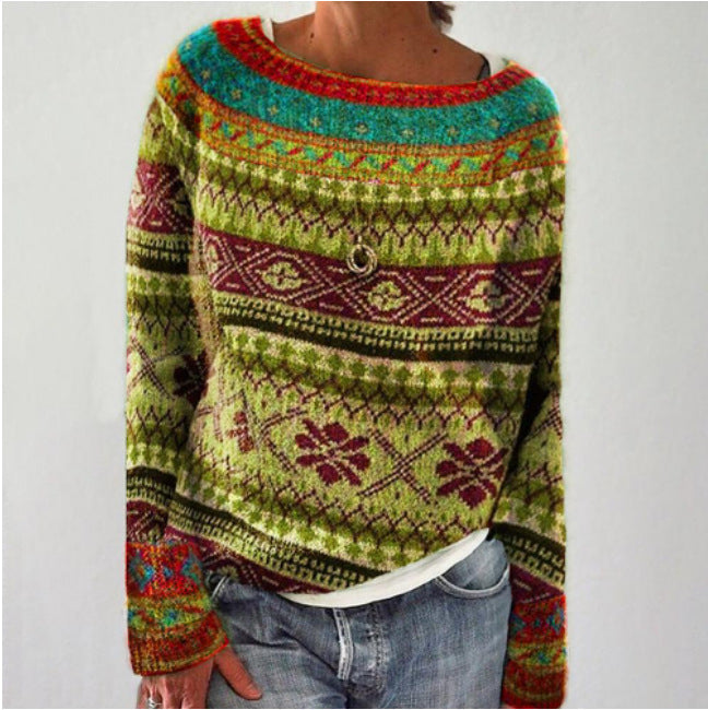 Pull Bramwell norvégien pour femme, motif traditionnel adapté aux tenues hivernales cocooning.