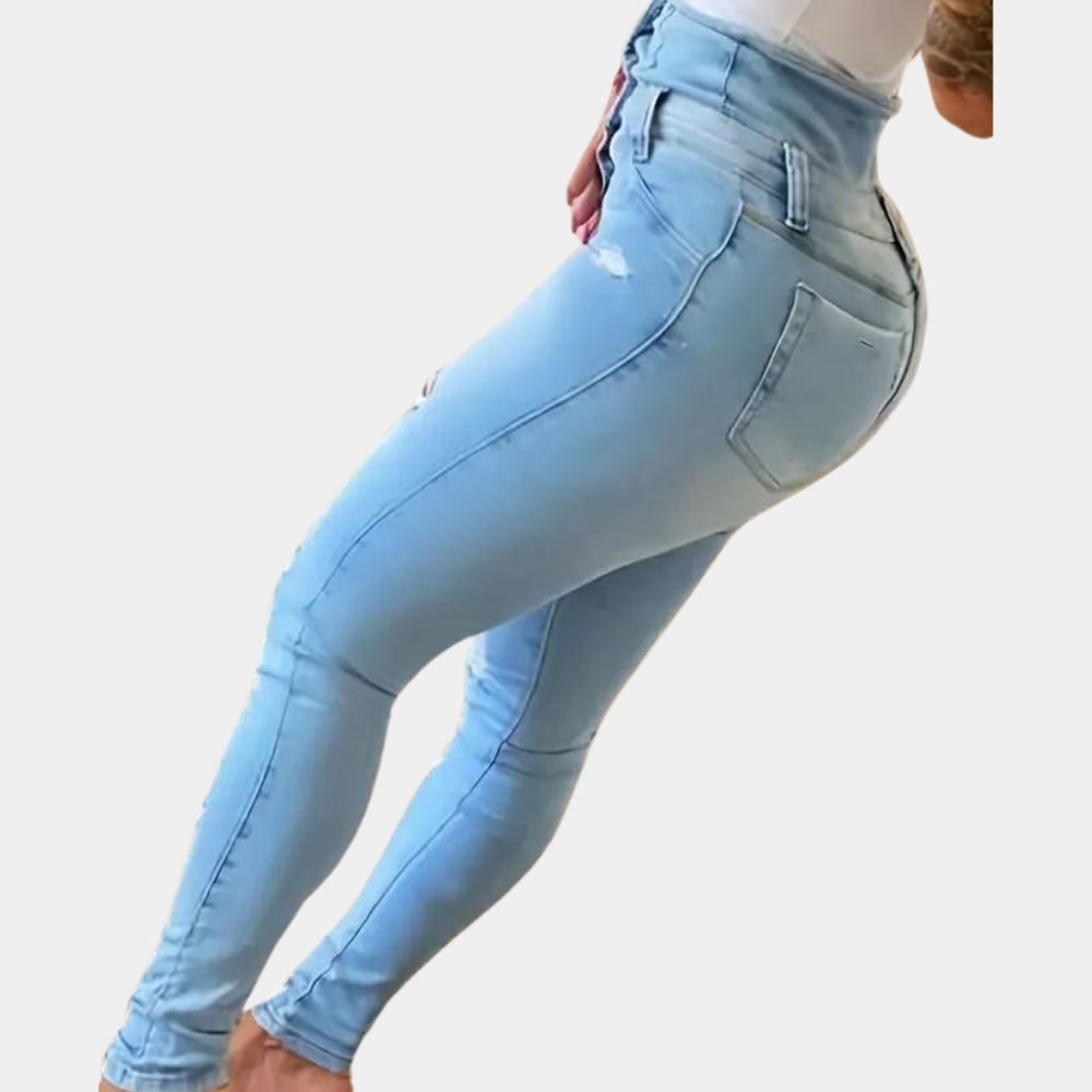 Ferlina - Jean Skinny Déchiré Élégant