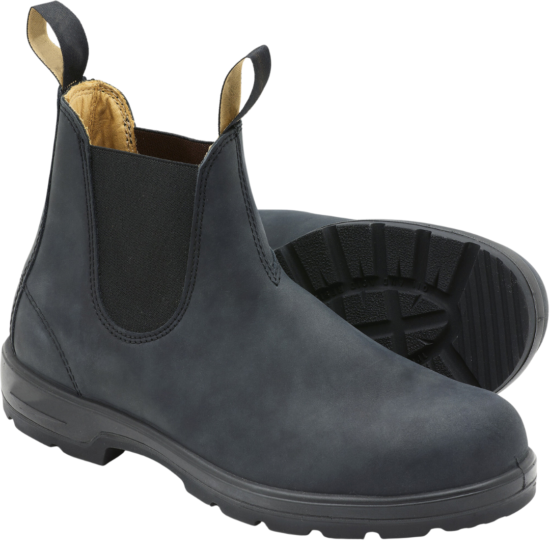 Bottines en cuir noires pour femme avec élastiques latéraux et languettes pratiques à l’avant et à l’arrière. Ces chaussures au design minimaliste allient élégance et durabilité, parfaites pour un style moderne et confortable en toute saison.