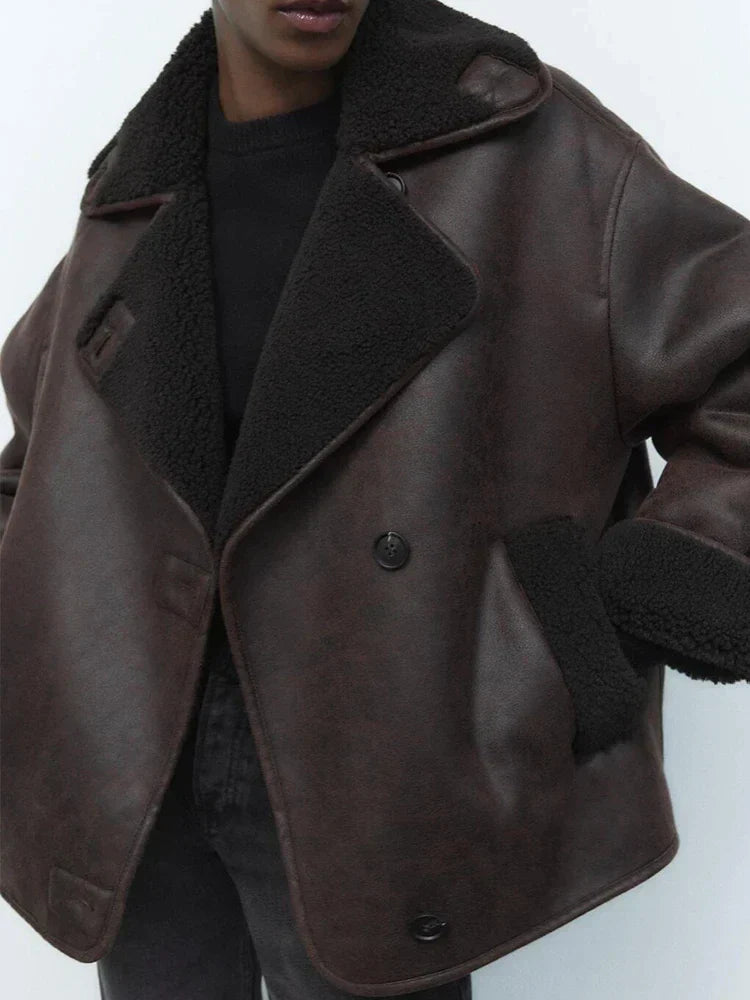 Eléa | Veste en cuir synthétique vintage pour femmes