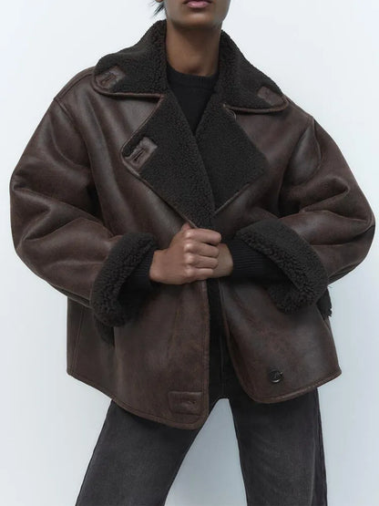 Eléa | Veste en cuir synthétique vintage pour femmes