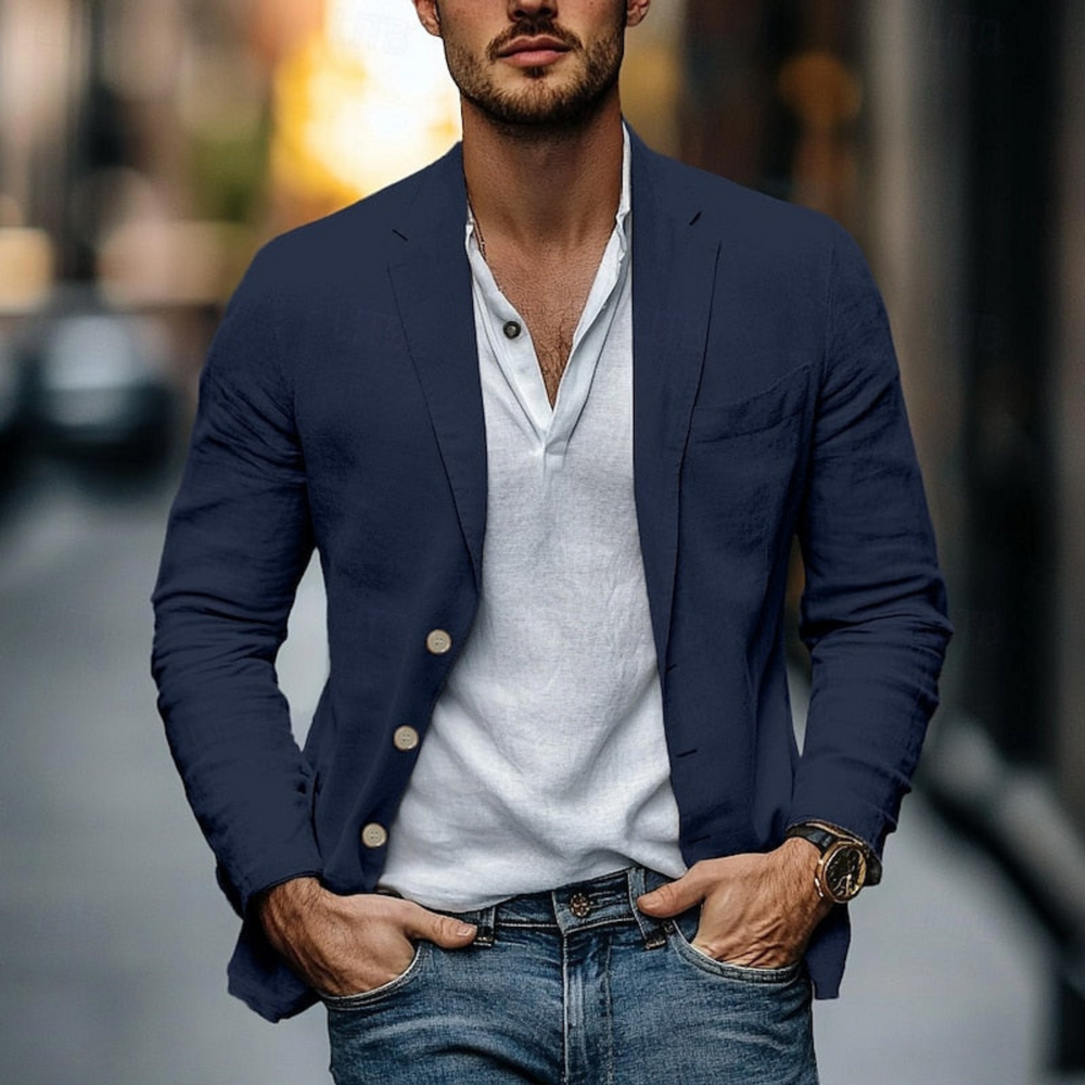 Blazer léger pour homme, coupe décontractée et tissu respirant adapté aux tenues mi-saison.