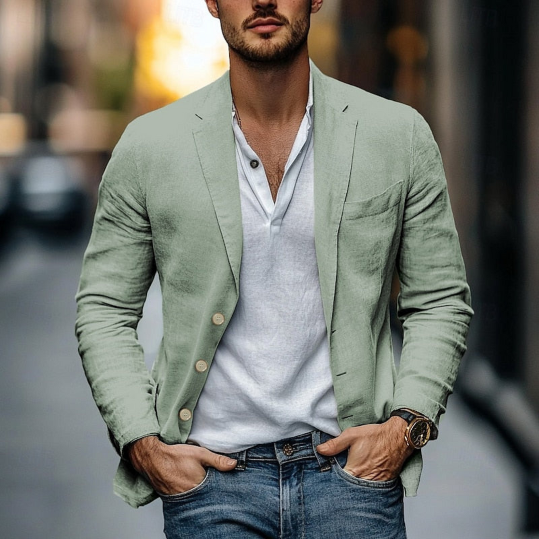 Blazer léger pour homme, coupe décontractée et tissu respirant adapté aux tenues mi-saison.
