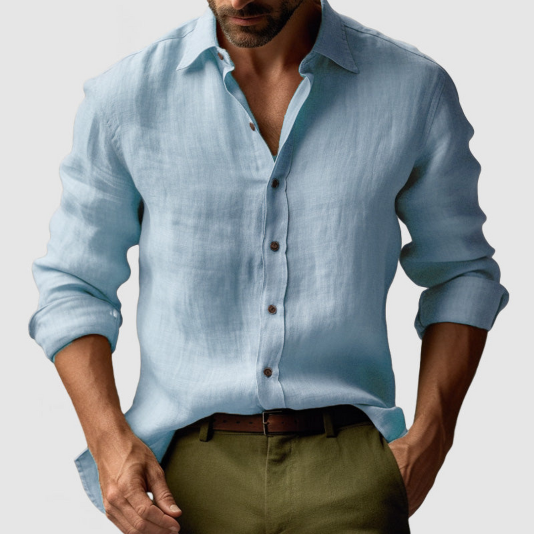 Chemise Hubert vintage pour homme à manches longues, coupe rétro adaptée aux tenues décontractées.