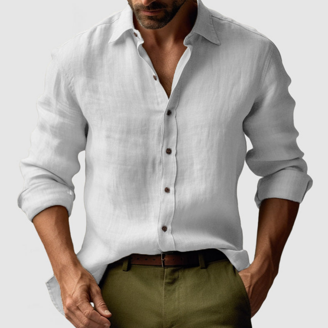 Chemise Hubert vintage pour homme à manches longues, coupe rétro adaptée aux tenues décontractées.