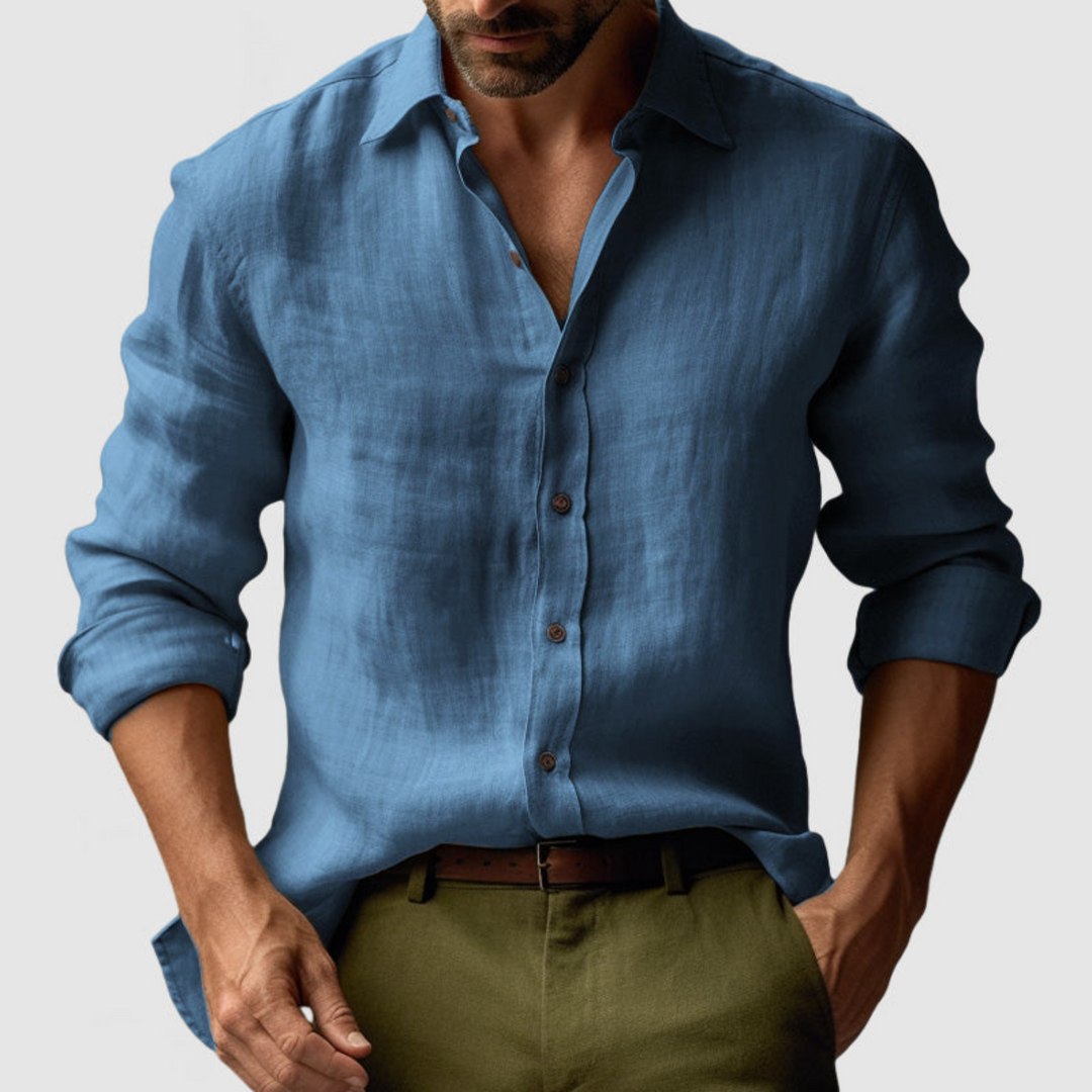 Chemise Hubert vintage pour homme à manches longues, coupe rétro adaptée aux tenues décontractées.