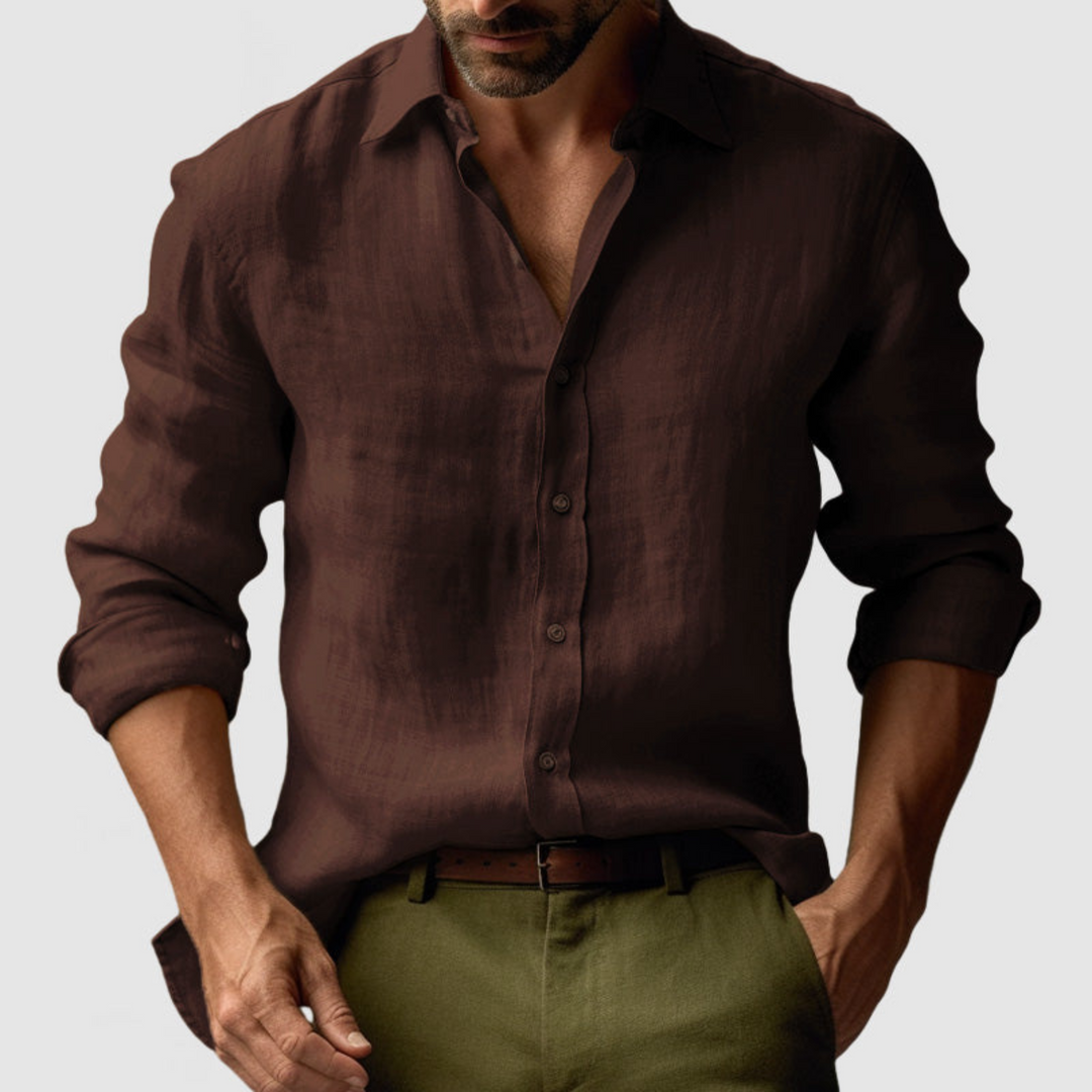 Chemise Hubert vintage pour homme à manches longues, coupe rétro adaptée aux tenues décontractées.