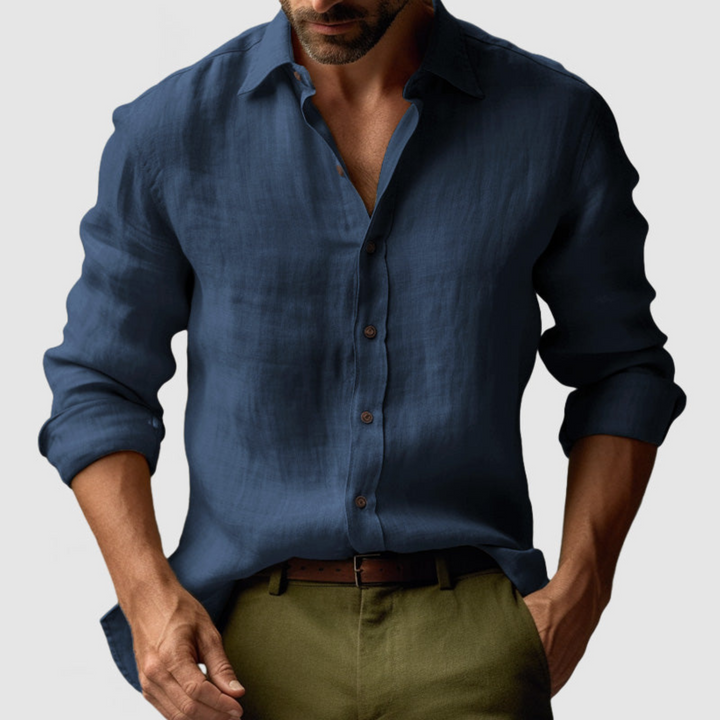 Chemise Hubert vintage pour homme à manches longues, coupe rétro adaptée aux tenues décontractées.