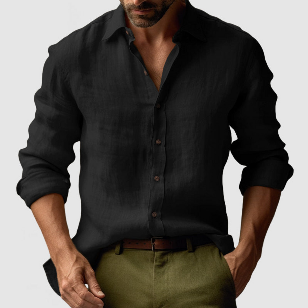 Chemise Hubert vintage pour homme à manches longues, coupe rétro adaptée aux tenues décontractées.