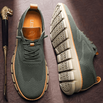 Jean, baskets tendance pour hommes à lacets couleur vert kaki, légères et respirantes avec semelle blanche antidérapante et design moderne