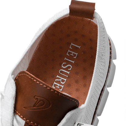Jean, baskets tendance pour hommes à lacets, détail de la semelle intérieure marron respirante pour un confort optima
