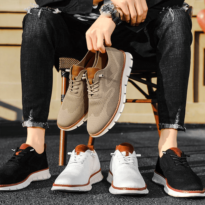 Jean, baskets tendance pour hommes à lacets disponibles en plusieurs coloris (noir, blanc et beige), chaussures légères et respirantes avec semelle souple et design moderne