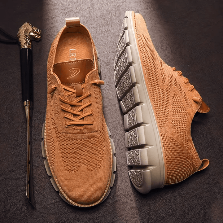 Jean, baskets tendance pour hommes marron à lacets avec semelle blanche épaisse et maille respirante, chaussures modernes et confortables au style casual chic