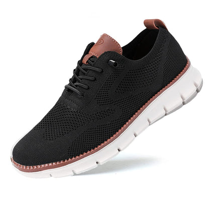 Jean, baskets tendance pour hommes noires à lacets avec semelle blanche et finitions marron, chaussures légères et respirantes au style moderne et élégant