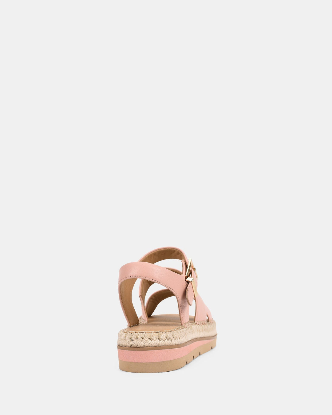Sandales d’été Macy pour femmes, vue arrière avec bride réglable à boucle et semelle plateforme en corde tressée. Design élégant et confortable, parfait pour un look estival moderne et tendance.
