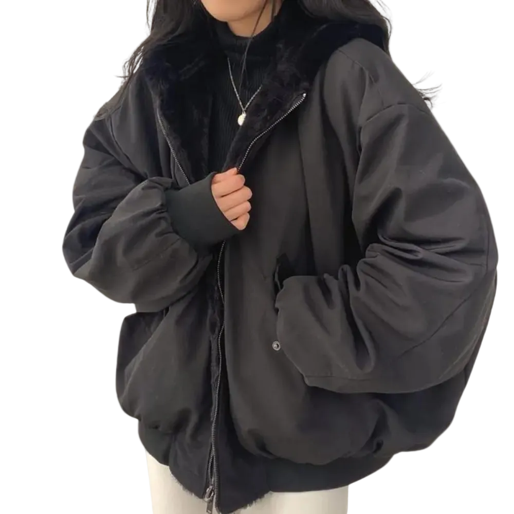 Veste Rosalie d'hiver double couche à capuche pour femme, isolation adaptée aux tenues hivernales polyvalentes.