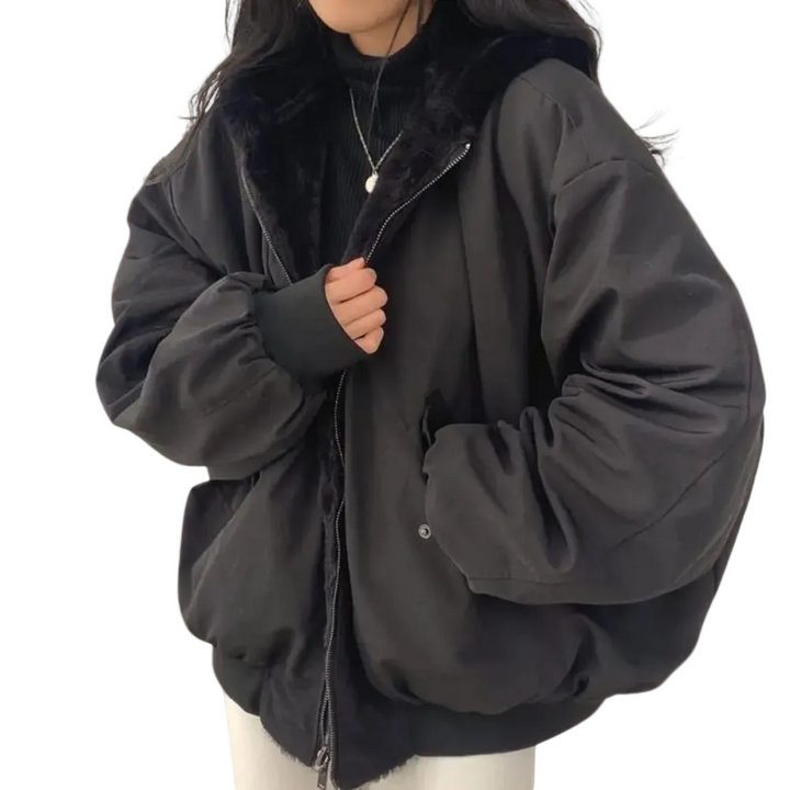 Veste Rosalie d'hiver double couche à capuche pour femme, isolation adaptée aux tenues hivernales polyvalentes.