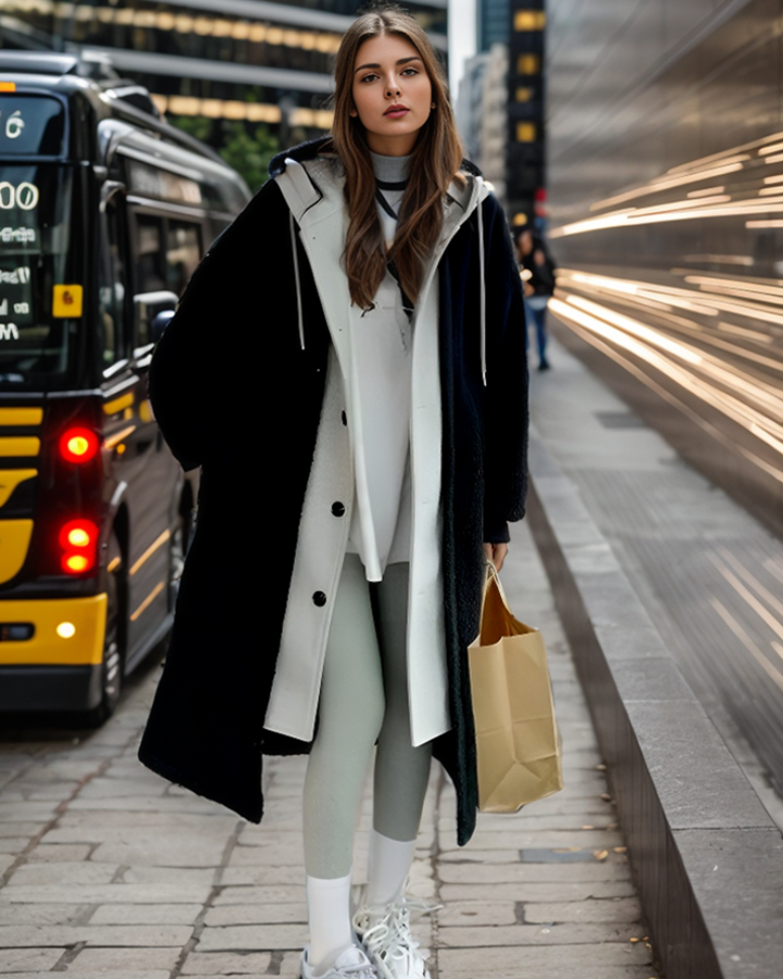 Trench-coat Benjamine à capuche pour femme, imperméable et ceinturé adapté aux tenues d'automne.