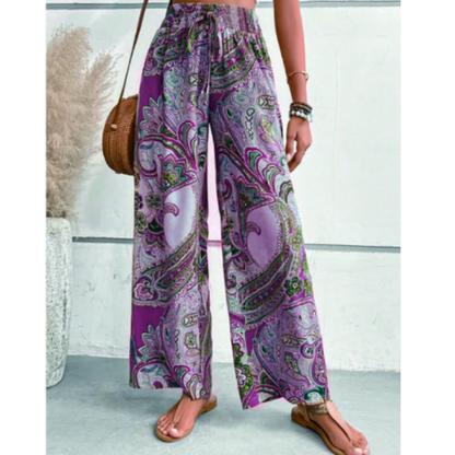 Darielle - Pantalon Imprimé Paisley Élégant