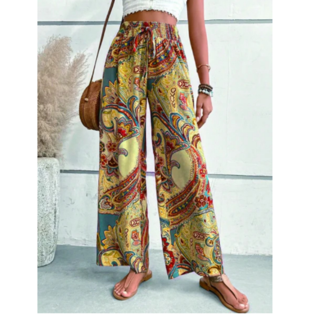 Darielle - Pantalon Imprimé Paisley Élégant