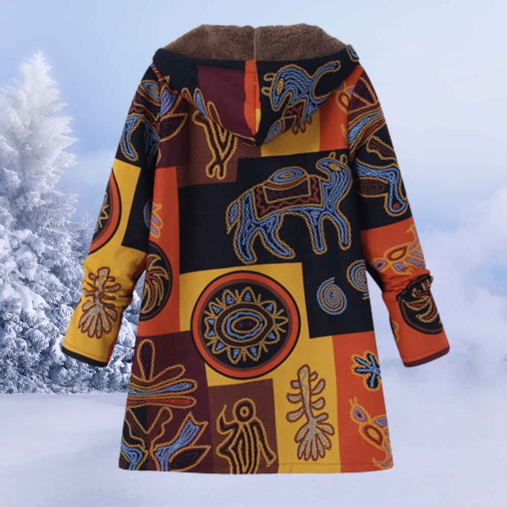 Veste Cleo douillette à capuche pour femme, doublure cocooning et chaleur maintenue adaptée à l'automne.