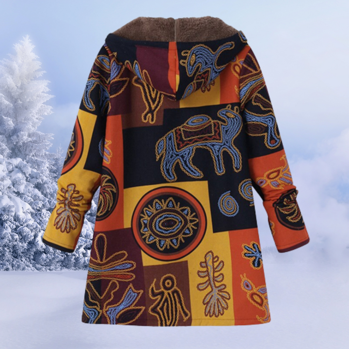 Veste Cleo douillette à capuche pour femme, doublure cocooning et chaleur maintenue adaptée à l'automne.