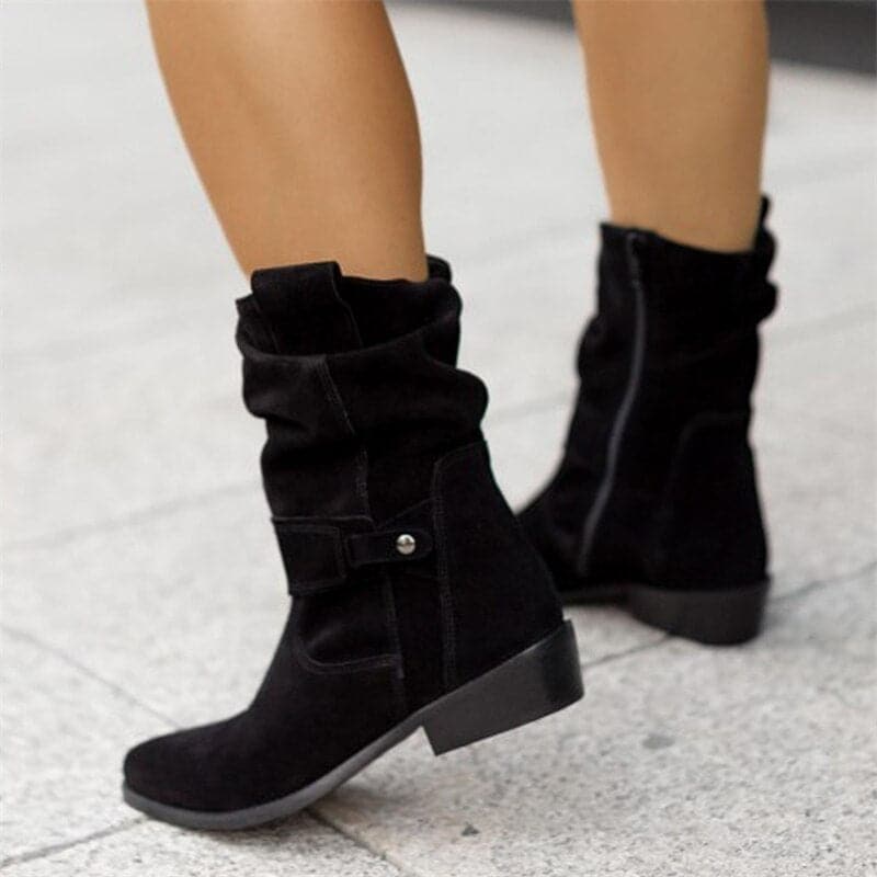 Bottines hautes Veloria pour femme, tige mi-haute brune adaptée aux tenues automnales polyvalentes.