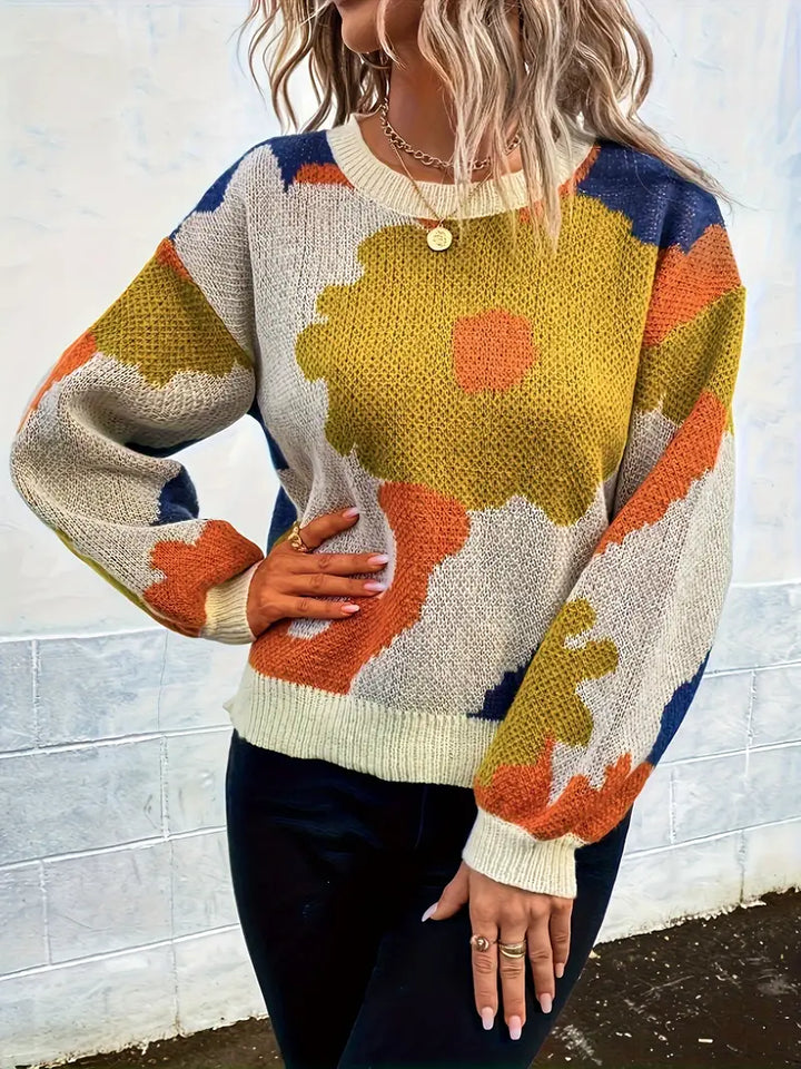 Divyae | Pull Abstrait À Fleurs