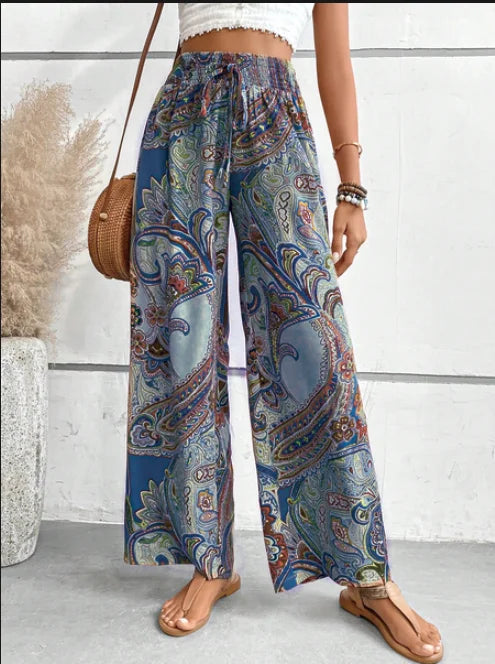 Darielle - Pantalon Imprimé Paisley Élégant