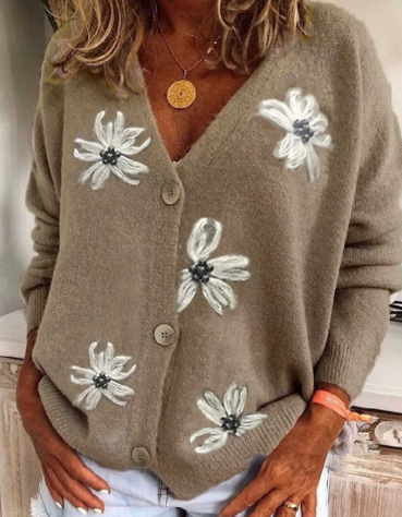 Perline - Cardigan Fleurie Décolleté