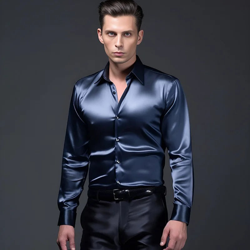 Gilian - Chemise Classique Satin Homme